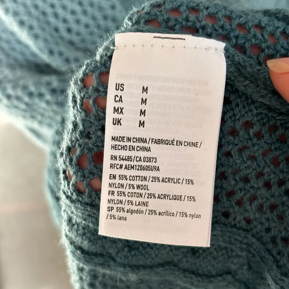 American Eagle Womens Ombre Knit Ocean Blue Sweater‎ Pullover Size M - W